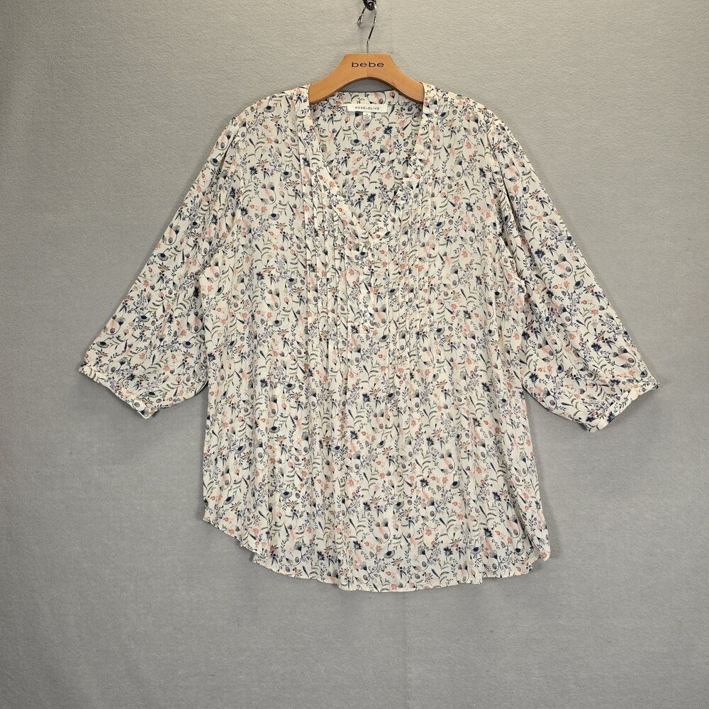 Rose & Olive Women’s Colorful Smocked Tunic Boho Peasant Festival Floral Size 1X